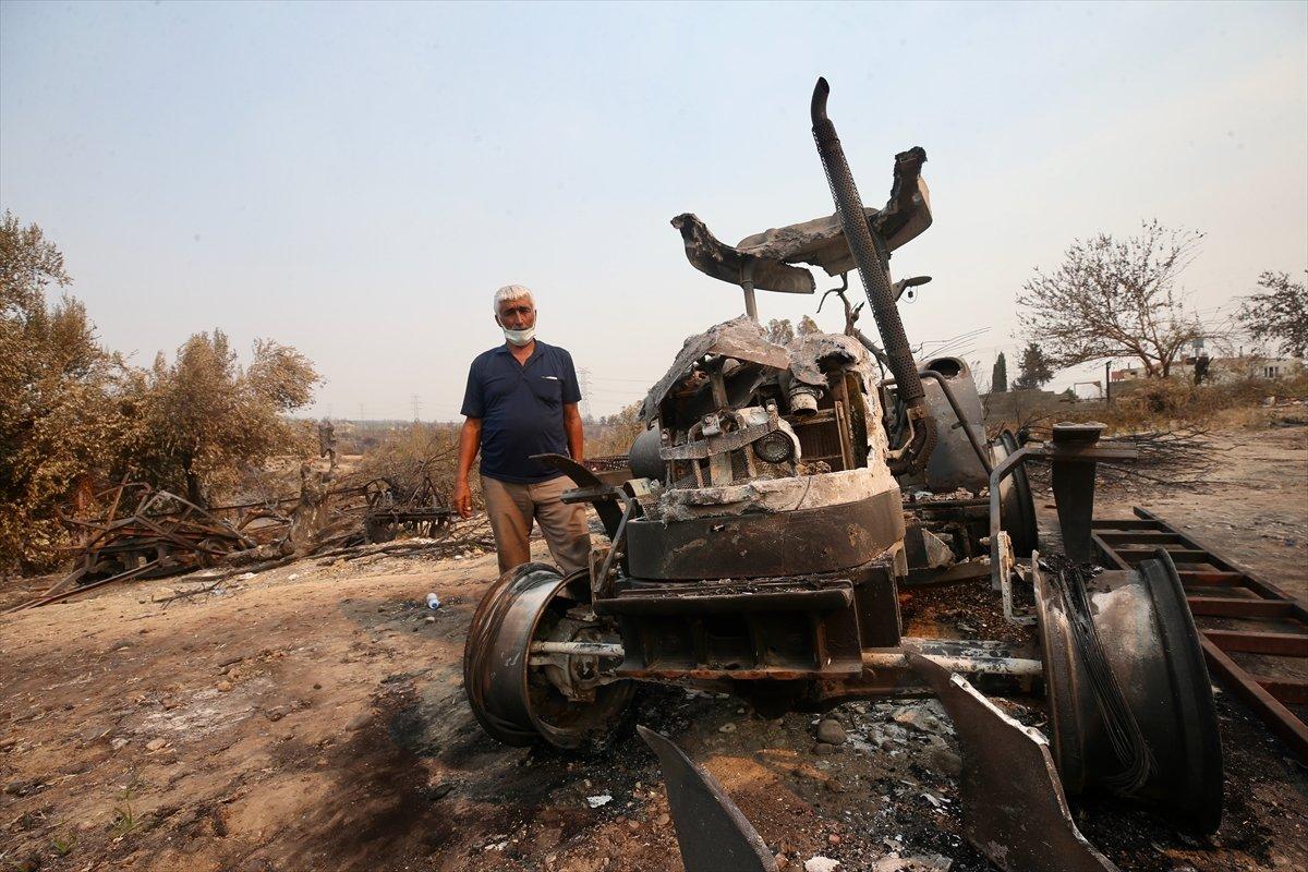 Manavgat'ta traktörü yanan çiftçiye devlet desteği