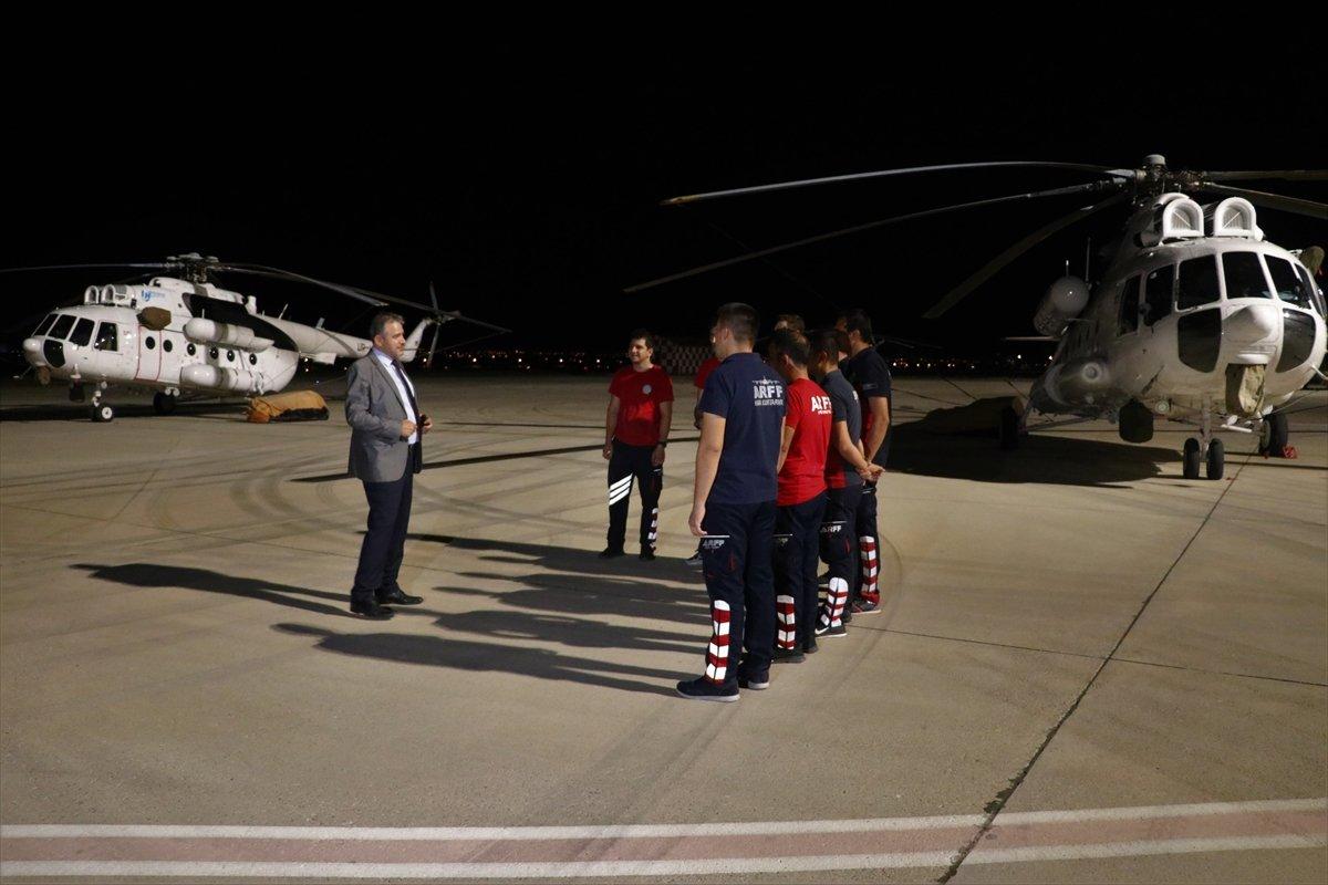 Ukrayna'dan gelen 5 helikopter, yangına gece müdahalesi için hazırlanıyor