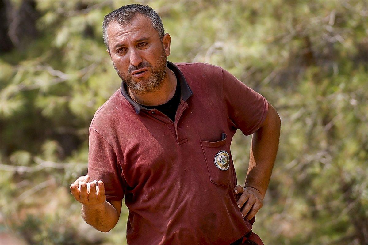 Manavgat'ta alevlerin ortasında kalan orman işçisinin anonsu