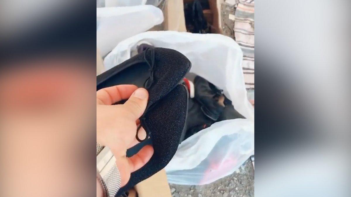 Alanya'da yardım kolisinin içinden topuklu ayakkabı çıktı