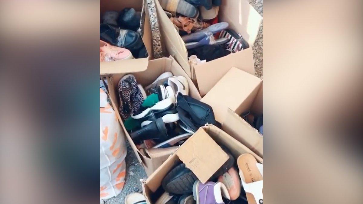 Alanya'da yardım kolisinin içinden topuklu ayakkabı çıktı