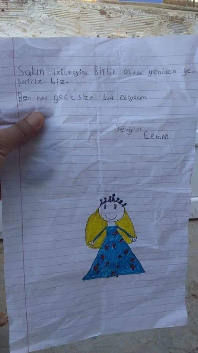 Fahrettin Altun, destek kolisinden çıkan minik Cemre'nin notunu paylaştı