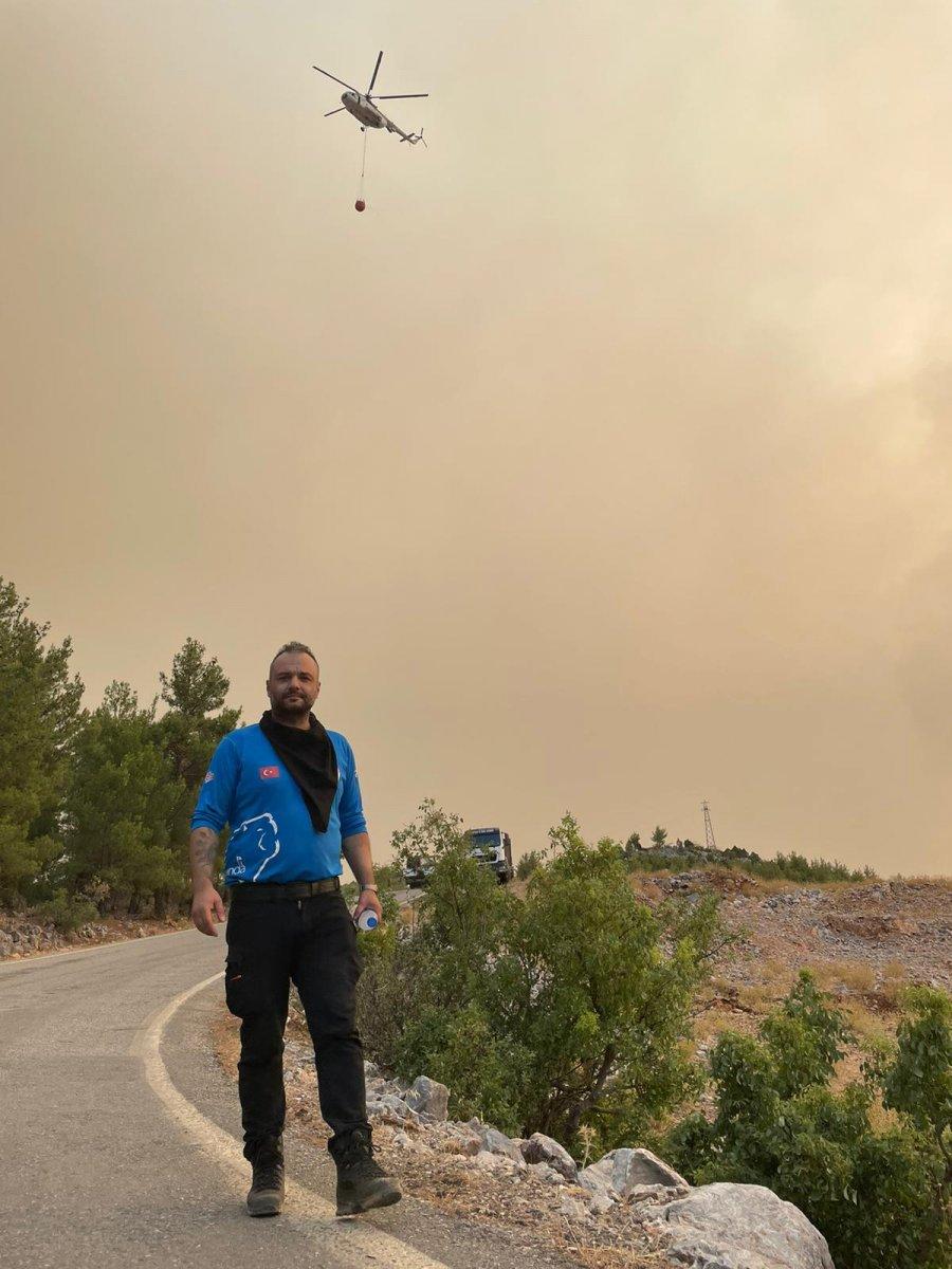 Gurbetçi itfaiyeci, Almanya’dan Antalya’ya gelerek gönüllü oldu