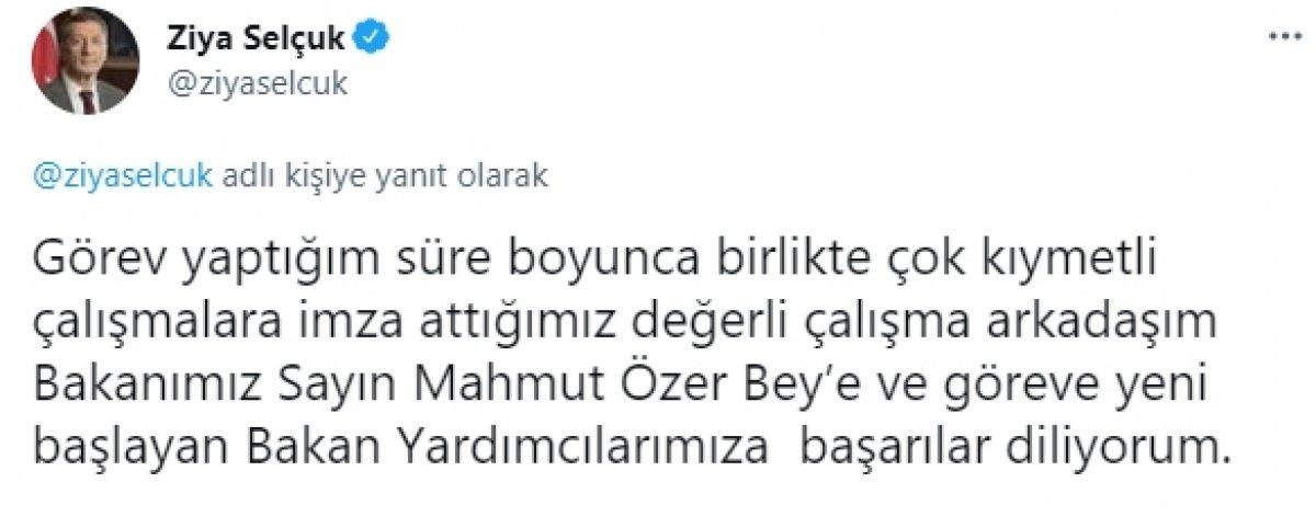 Ziya Selçuk, teşekkür mesajı yayınladı
