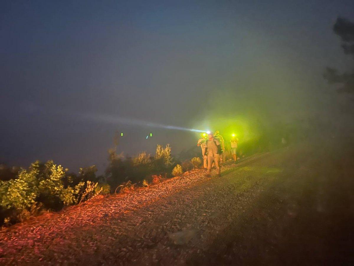 Muğla'da 9 gündür süren orman yangını, geceyi aydınlattı