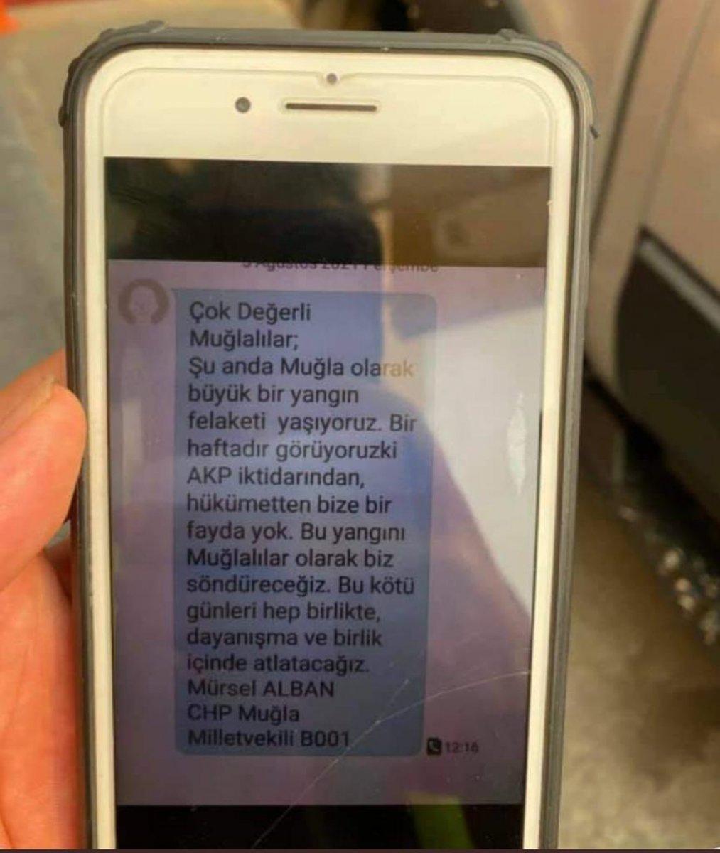CHP'den yangın sonrası siyasi içerikli SMS'ler