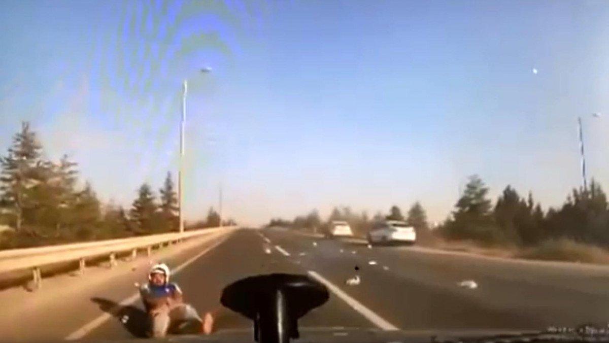 Ankara'da kamyon şoförü, bilerek motosikletliye çarptı