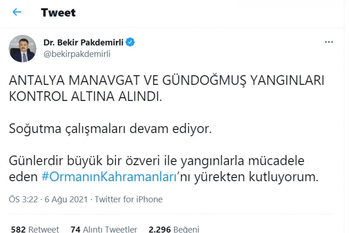 Manavgat ve Gündoğmuş yangınları kontrol altına alındı