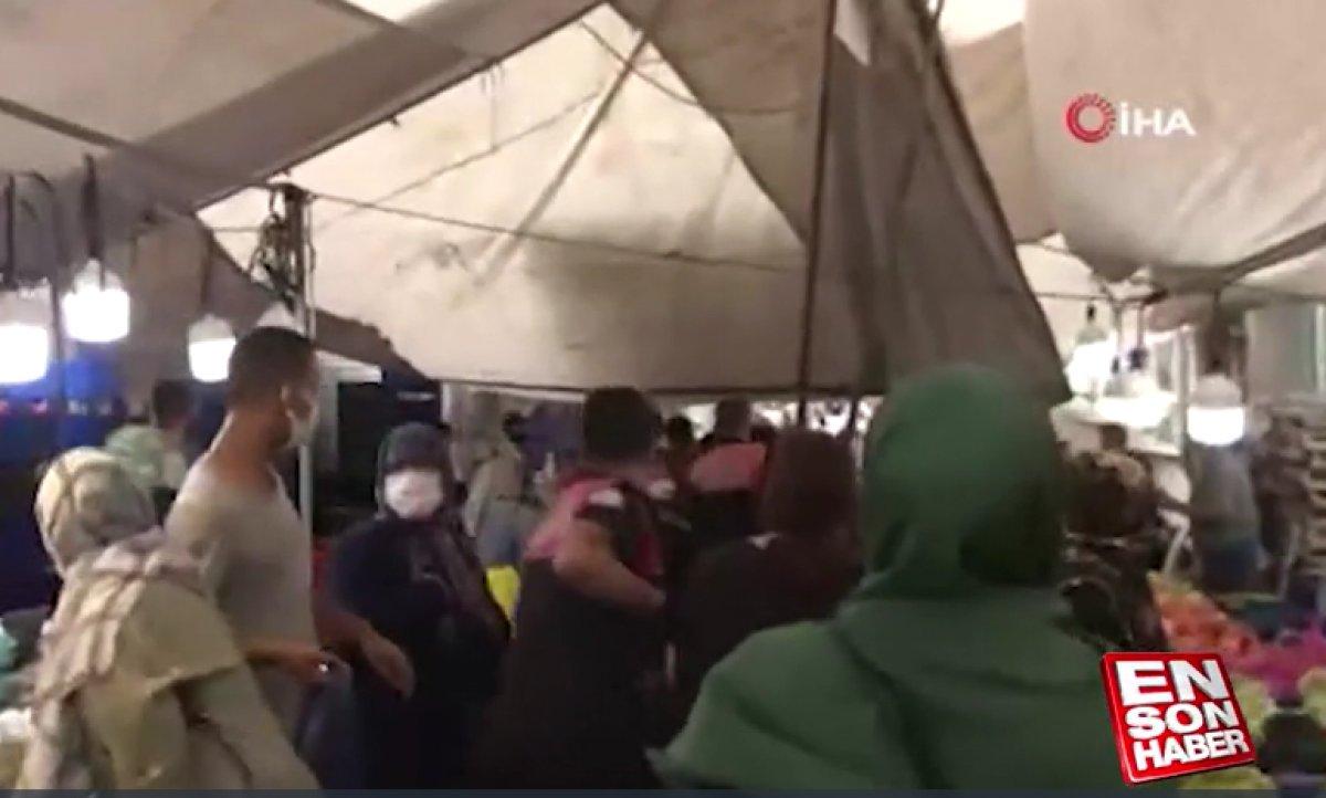 Kağıthane’de semt pazarında polisle şüpheli arasında kovalamaca