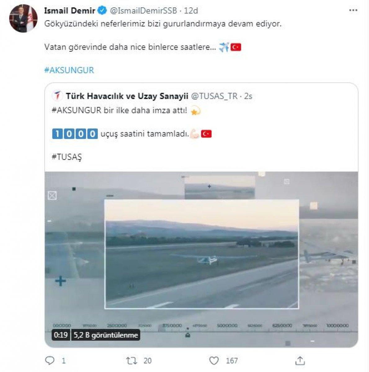 Aksungur, 1000 uçuş saatine ulaştı