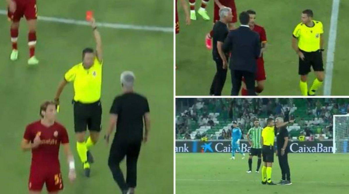 Real Betis - Roma maçında Mourinho ve 3 oyuncusu atıldı