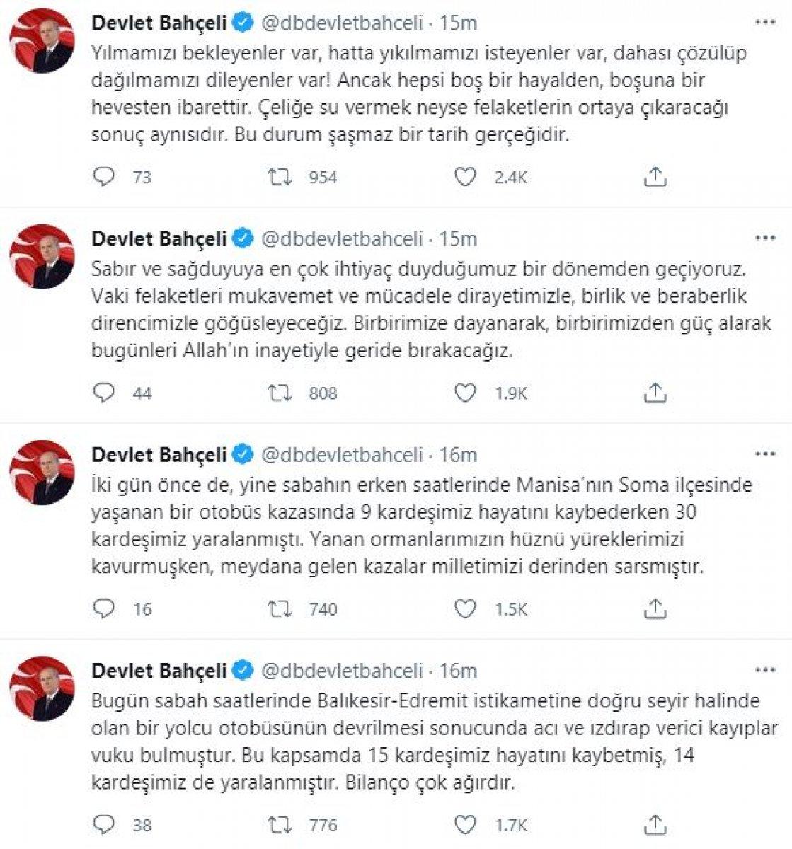 Devlet Bahçeli: Devletimizi güçsüz gösterenlere azami dikkat edelim