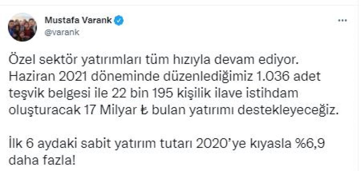 Bakan Mustafa Varank'tan özel sektör yatırımlarına destek açıklaması