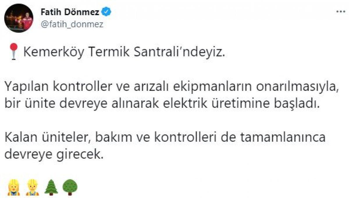 Kemerköy Termik Santrali yeniden devreye alındı