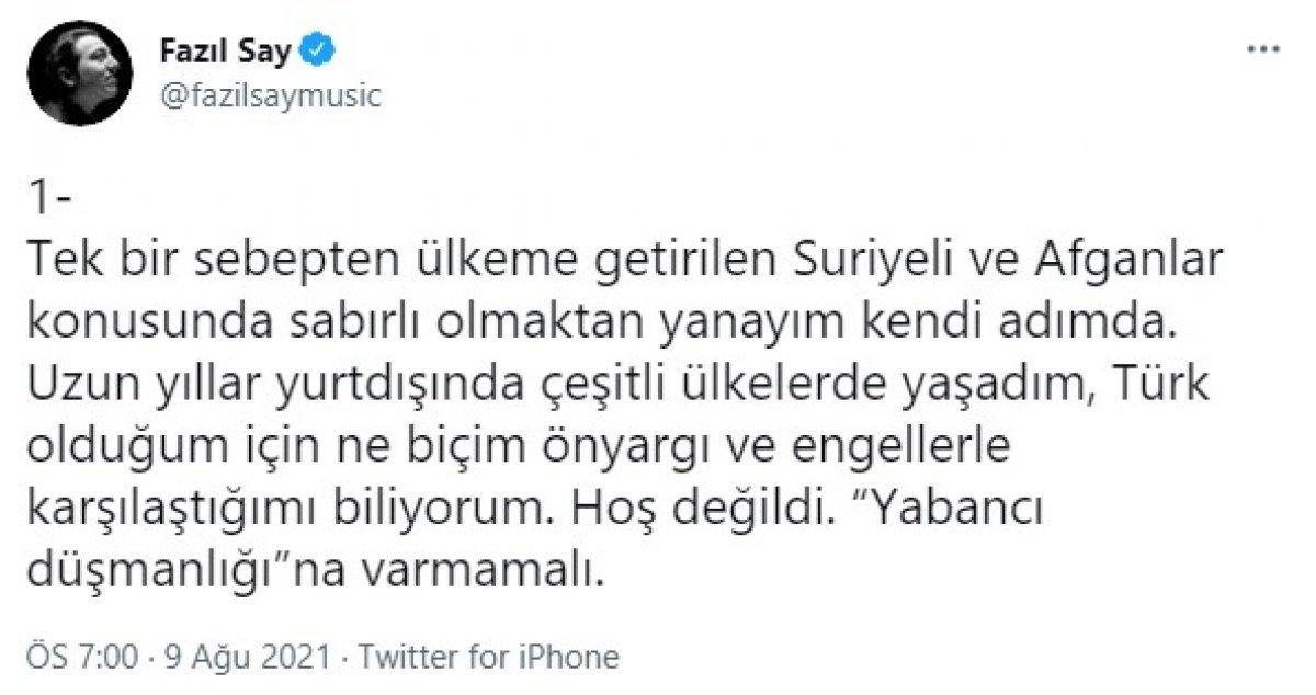 Fazıl Say'dan Afgan ve Suriyeli mültecilerle ilgili paylaşım