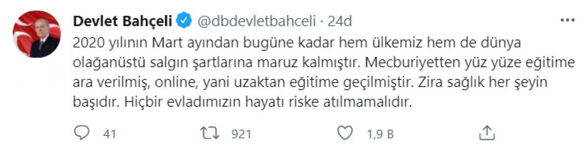 Devlet Bahçeli: Üniversite sınavları kaldırılsın, baraj düşürülsün