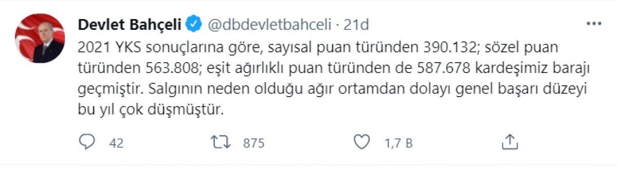 Devlet Bahçeli: Üniversite sınavları kaldırılsın, baraj düşürülsün