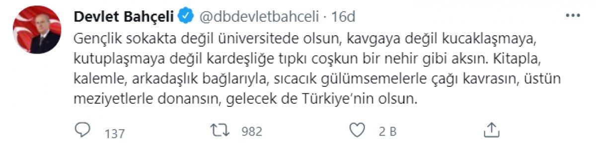 Devlet Bahçeli: Üniversite sınavları kaldırılsın, baraj düşürülsün