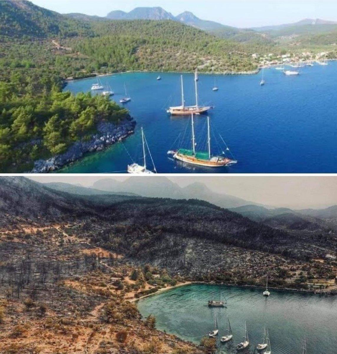 Yangın sonrası Bodrum Çökertme Koyu