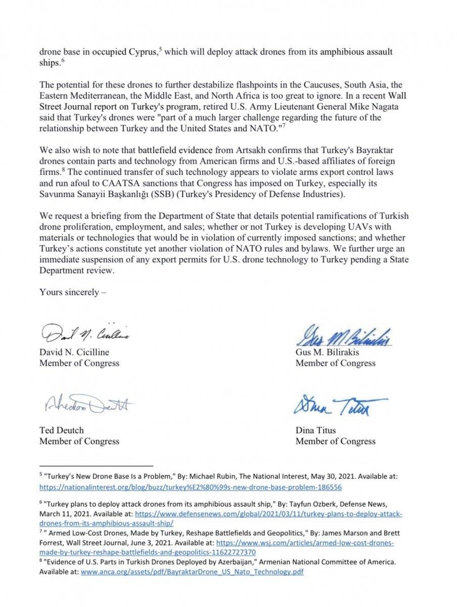 ABD'li vekillerden, Blinken'e İHA ve SİHA mektubu