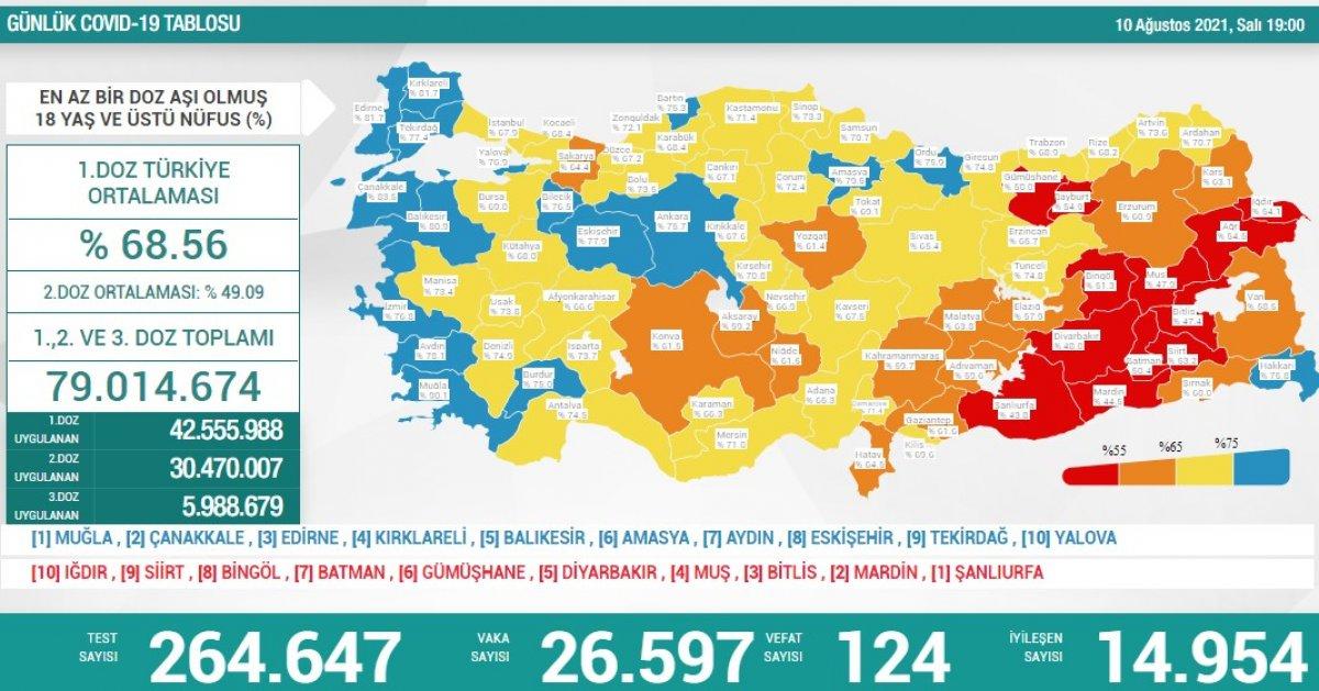 10 Ağustos Türkiye'de koronavirüs tablosu