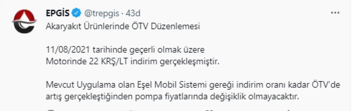 EPGİS mesajı