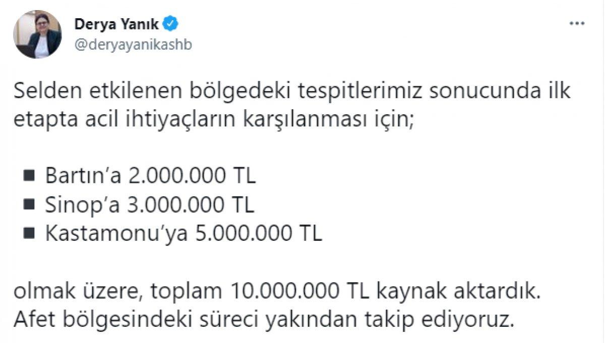 Selden etkilenen bölgelere 10 milyon lira kaynak aktarıldı