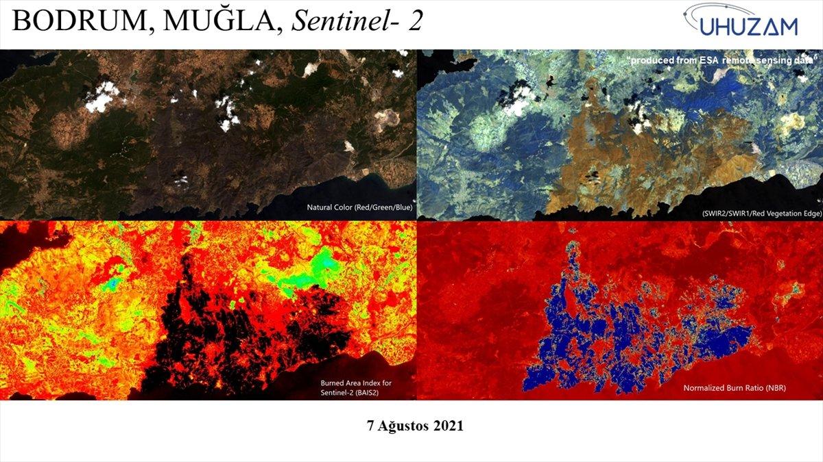 Akdeniz ve Ege'de yanan alanlar uzaydan görüntülendi