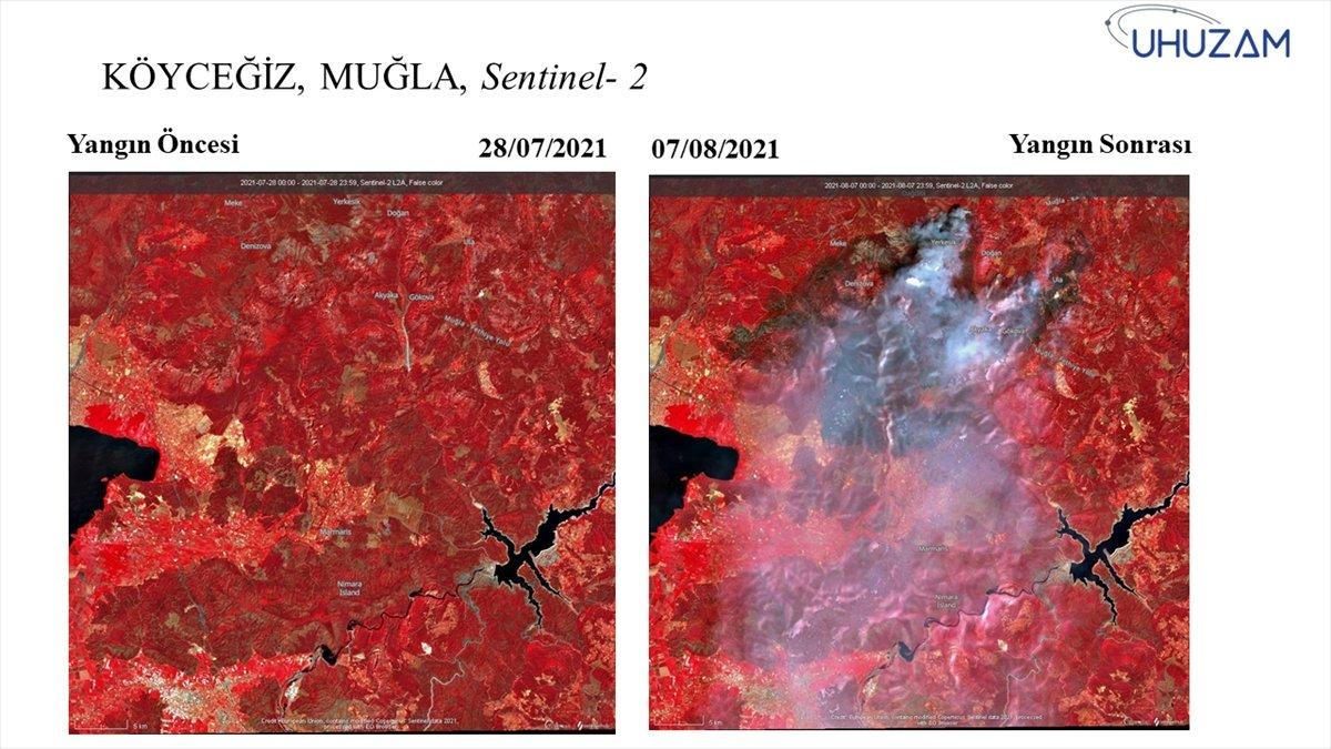 Akdeniz ve Ege'de yanan alanlar uzaydan görüntülendi