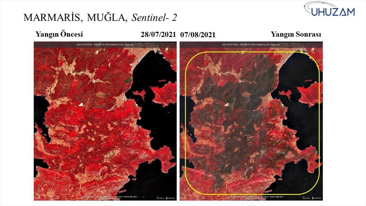 Akdeniz ve Ege'de yanan alanlar uzaydan görüntülendi