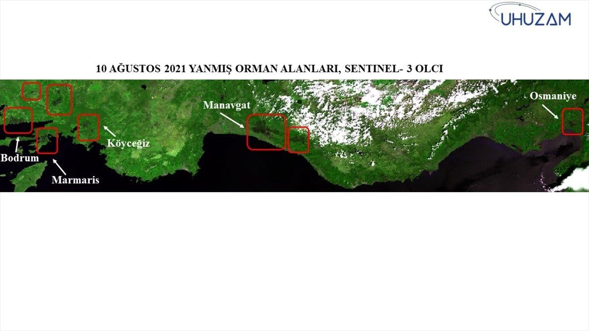 Akdeniz ve Ege'de yanan alanlar uzaydan görüntülendi