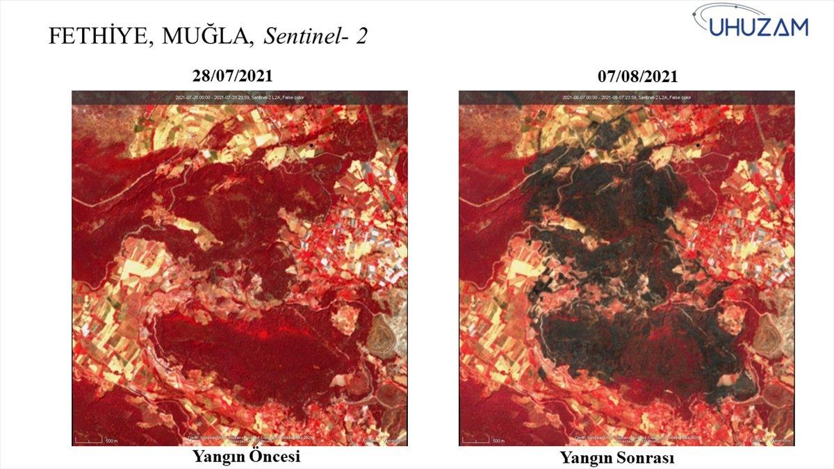 Akdeniz ve Ege'de yanan alanlar uzaydan görüntülendi