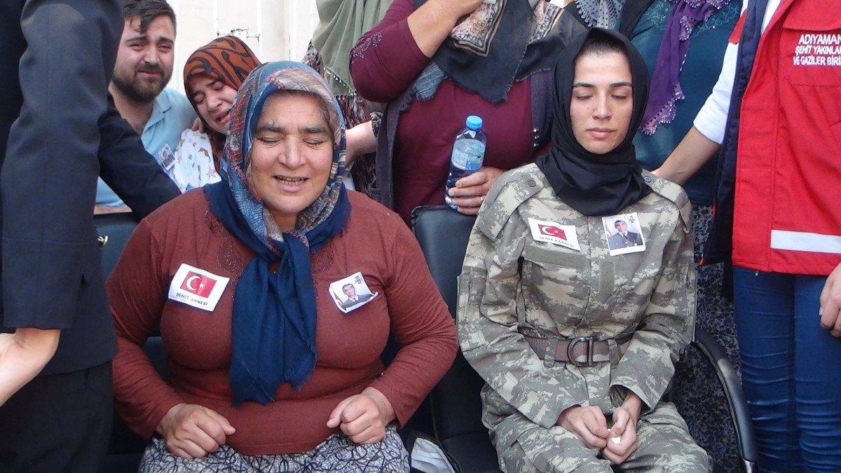 Adıyaman'da şehidin cenazesini ablası üniformasıyla, nişanlısı beresiyle uğurladı