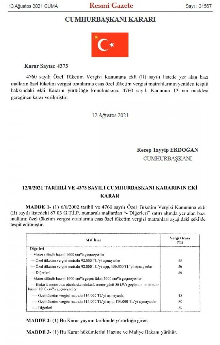 Yeni ÖTV matrah kararı ile otomobil fiyatları düşecek