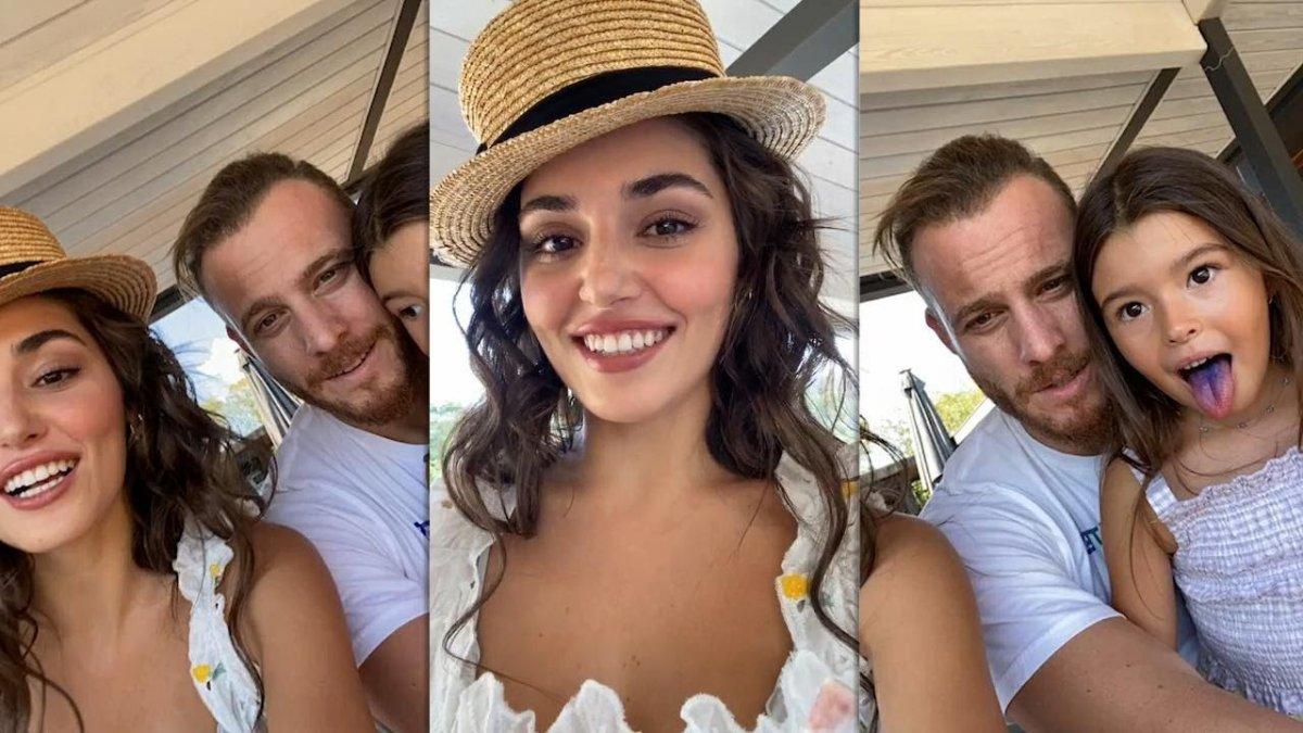 Kerem Bürsin'in kasları Hande Erçel'i güldürdü