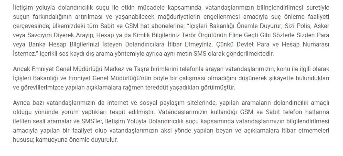 EGM dolandırıcılara karşı mücadelede bilgilendirmede bulundu