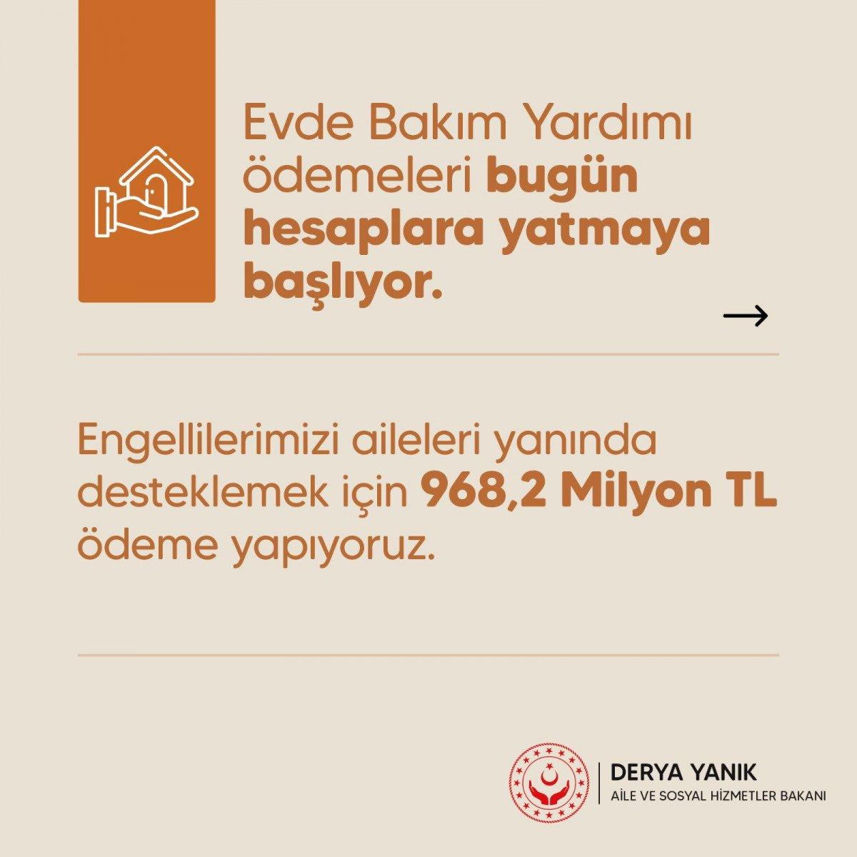 Evde bakım ödemeleri bugünden itibaren hesaplara yatırılacak