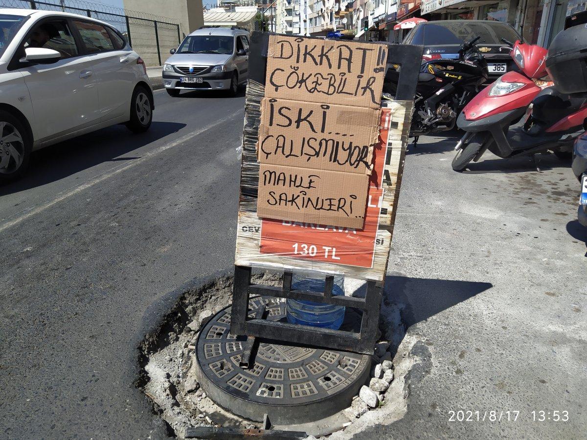 Küçükçekmece’de vatandaşlardan İSKİ’ye pankartlı tepki