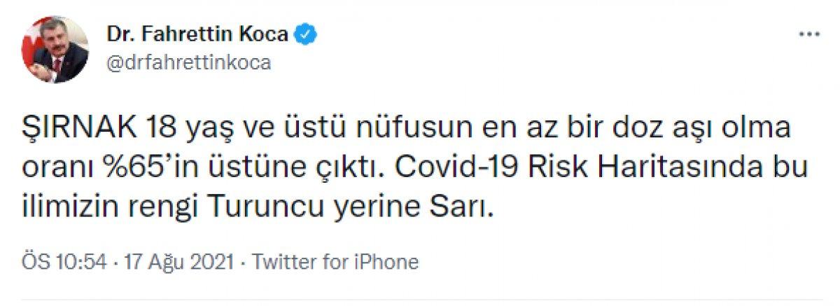 Fahrettin Koca: 3 ilimiz daha mavi oldu