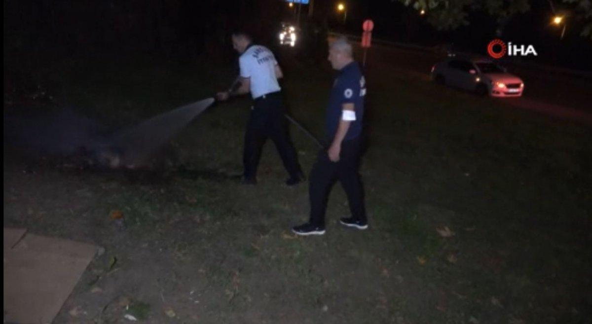 Samsun’da, yaktığı ateş söndürtmemek için direndi