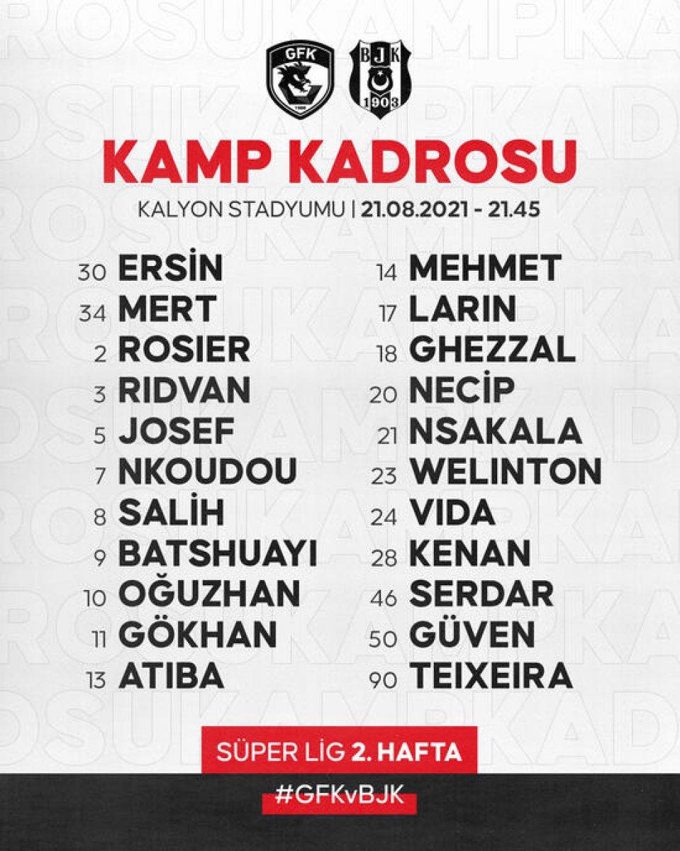 Beşiktaş'ın kamp kadrosu duyuruldu