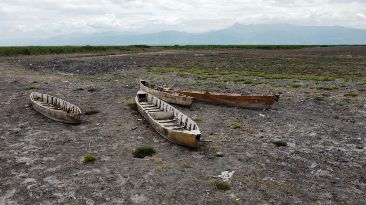 Afyonkarahisar'da Eber Gölü'nü kurtarmaya yaz yağmurları da yetmedi