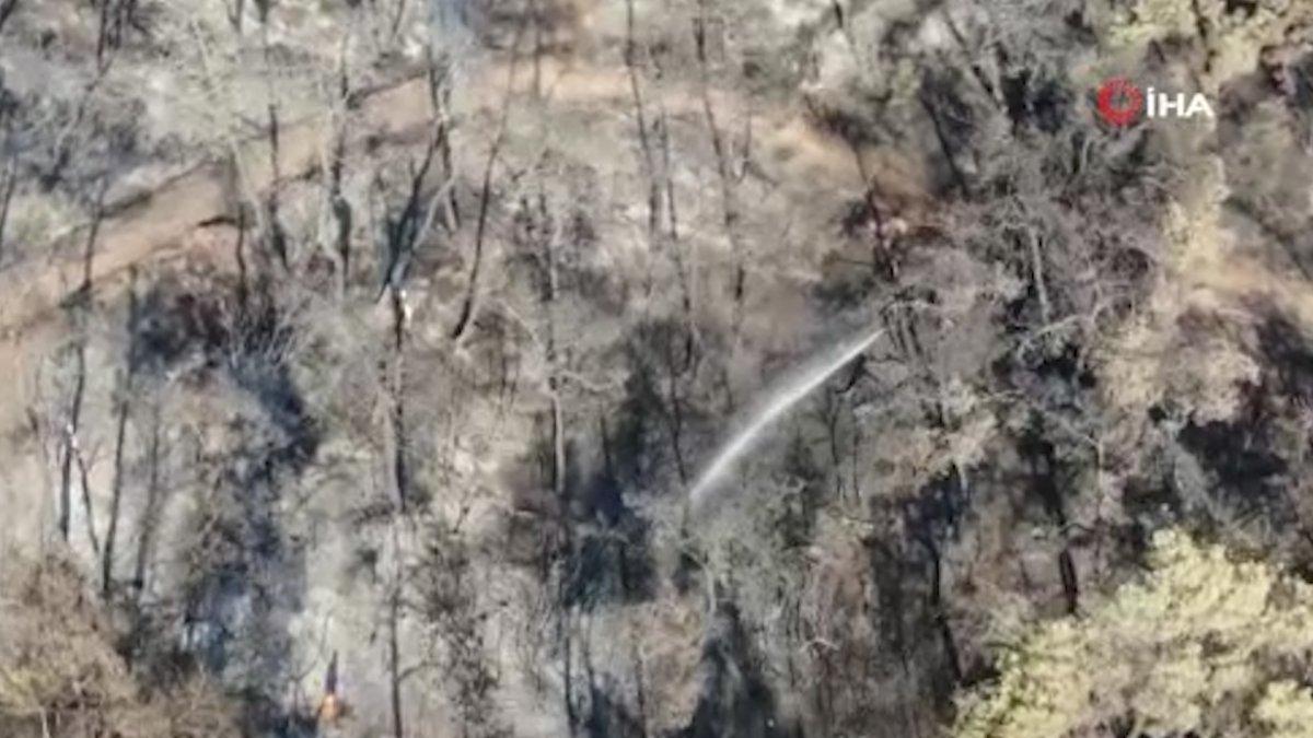 Heybeliada’da yangının bıraktığı hasar havadan görüntülendi