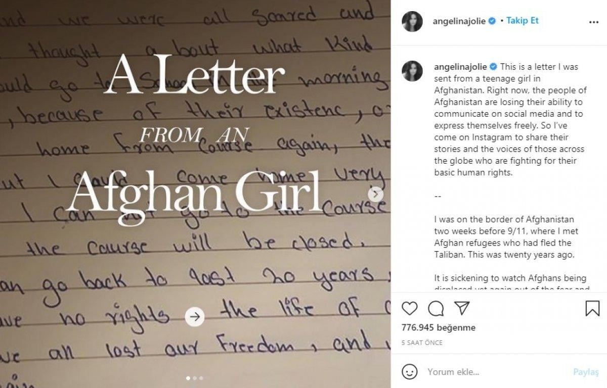 Angelina Jolie, Afganistan için Instagram hesabı açtı