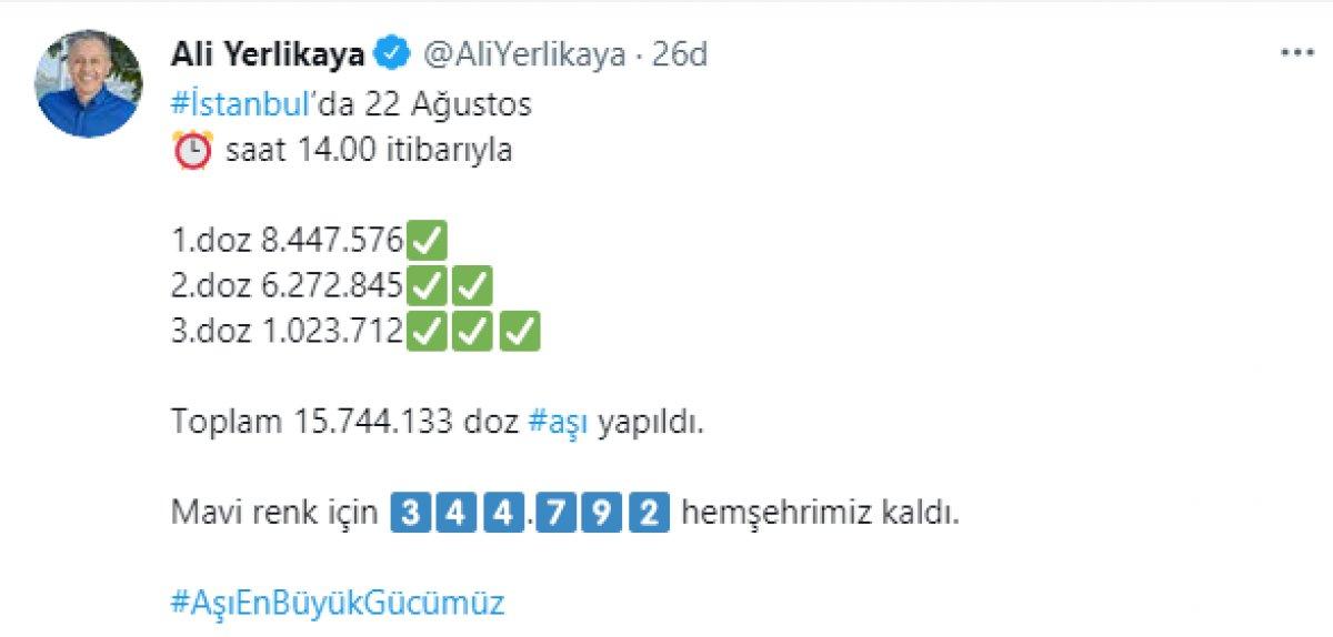 Ali Yerlikaya, İstanbul'da aşı yaptıranların sayısını açıkladı