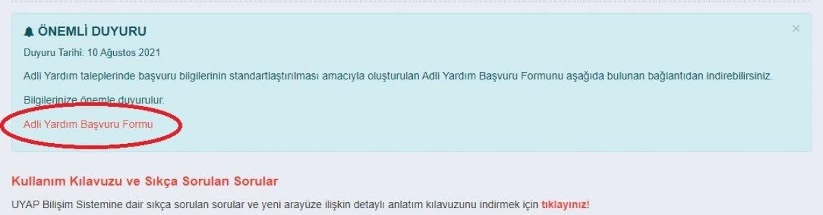 Adli yardım başvurusu nasıl yapılır? e-Devlet adli yardım başvuru formu alma ekranı