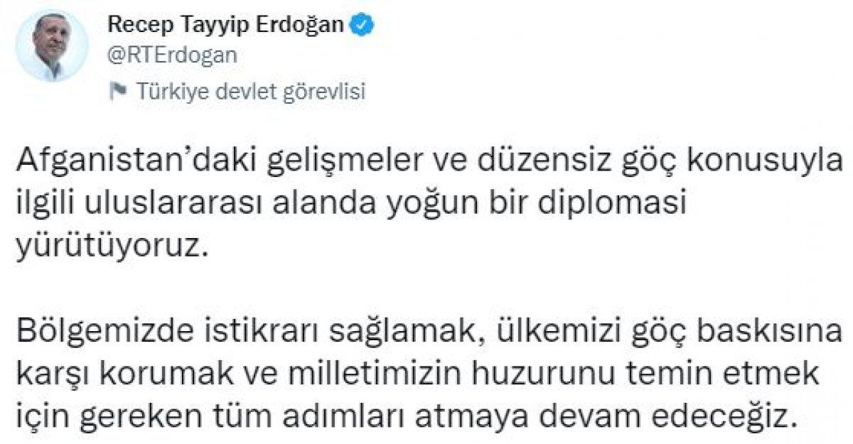Cumhurbaşkanı Erdoğan: Afganistan konusuyla ilgili yoğun diplomasi yürütüyoruz