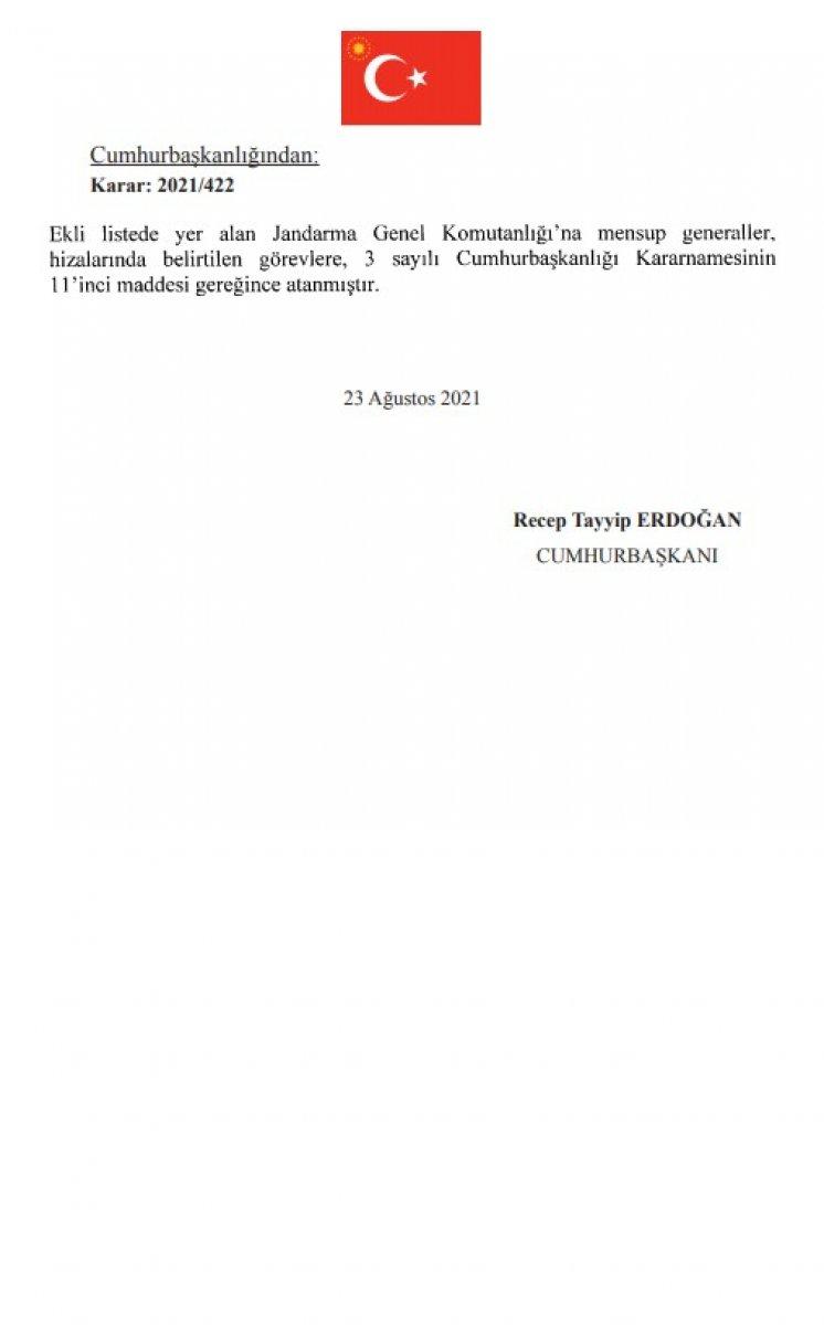 Jandarma Genel Komutanlığı'nda atamalar Resmi Gazete'de yayınlandı