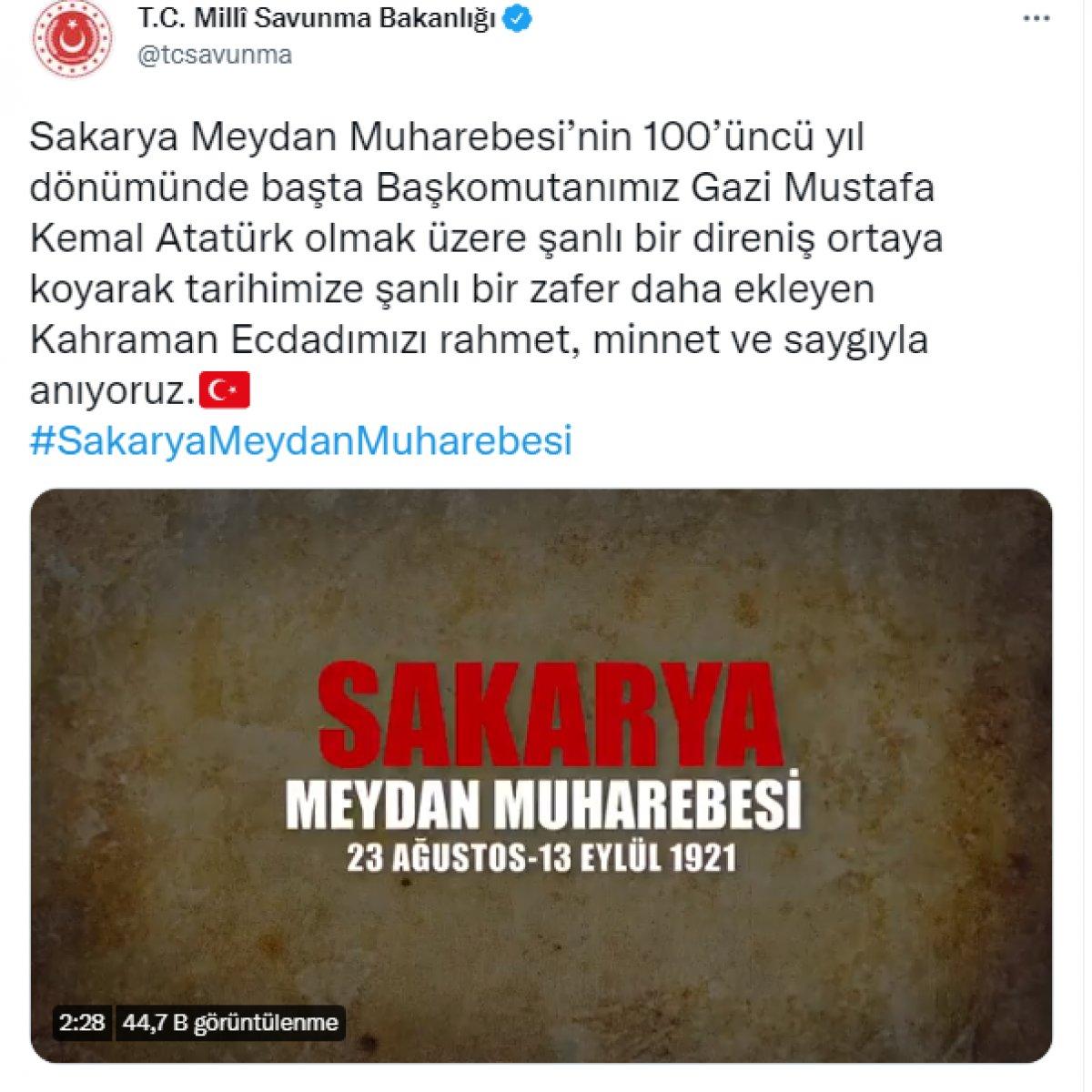 MSB'den Sakarya Meydan Muharebesi paylaşımı