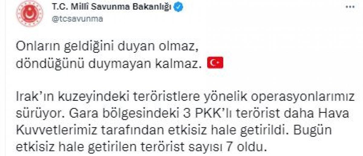 Gara'da 3 PKK'lı terörist etkisiz hale getirildi